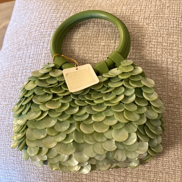 takashimaya Bags Nwt Takashimaya Small Purse Snap Closure Light Green With Layered Simulated